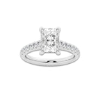 2.41 ctw Radiant Lab-Grown Diamond Pave Engagement Ring in Platinum for Women | D Color, VVS1 Clarity, IGI Certified 2.00 ct Center Diamond