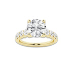 2.04 ctw Round Lab-Grown Diamond Side Stone Engagement Ring in 14K Yellow Gold for Women | Colorless E, VS1 Clarity, IGI Certified 1.50 Ct Center Diamond