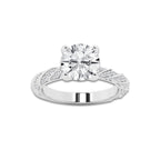 3.44 ctw Round Lab-Grown Diamond Twisted Band Engagement Ring in 14K White Gold for Women | Colorless E, VS1 Clarity, IGI Certified 3.00 ct Center Diamond
