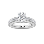2.00 ctw Oval Lab-Grown Diamond Split-Prong Set Side Stone Engagement Ring in 14K White Gold for Women | Colorless D, VVS1 Clarity, IGI Certified 1.00 ct Center Diamond
