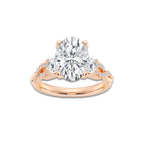 5.61 ctw Oval Lab-Grown Diamond Side Stone Engagement Ring in 14K Rose Gold for Women | Colorless D, VVS1 Clarity, IGI Certified 5.00 ct Center Diamond