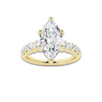 2.54 Ct Marquise Lab-Grown Diamond Half Eternity Engagement Ring in 14K Yellow Gold for Female, Colorless (E), VS1 Clarity | IGI Certified, 2.00 Ct Center Diamond