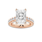 7.00 ctw Radiant Lab-Grown Diamond Split-Prong Set Side Stone Engagement Ring in 14K Rose Gold for Women | Colorless E, VS1 Clarity, IGI Certified 6.00 ct Center Diamond