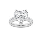 6.55 ctw Heart Lab-Grown Diamond Pave Engagement Ring in 14K White Gold for Women | D Color, VVS1 Clarity, IGI Certified 6.00 ct Center Diamond