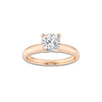 1.00 ctw Cushion Lab-Grown Diamond Minimalist Engagement Ring in 14K Rose Gold for Women | E Color, VS1 Clarity, IGI Certified