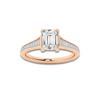 Rachel 1 1/3 ctw Emerald Lab Grown Diamond Baguette Engagement Ring 14K Rose Gold, D, VVS | IGI Certified, 1 ct Center