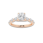 1.41 ctw Cushion Lab-Grown Diamond Marquise Side Stone Engagement Ring in 14K Rose Gold for Women | Colorless E, VS1 Clarity, IGI Certified 1.00 ct Center Diamond
