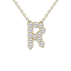 2/5 ctw Round Lab Grown Diamond Initial R Personalized Pendant 14K Yellow Gold, DE, VS1
