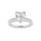 3.54 ctw Heart Lab-Grown Diamond Side Stone Engagement Ring in Platinum for Women | Colorless D, VVS1 Clarity, IGI Certified 3.00 Ct Center Diamond