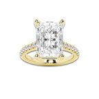7.47 ctw Radiant Lab-Grown Diamond Hidden Halo Side Stone Engagement Ring in 18K Yellow Gold for Women | Colorless E, VS1 Clarity, IGI Certified 7.00 ct Center Diamond