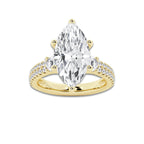 5.96 ctw Marquise Lab-Grown Diamond Three Stone Double Row Engagement Ring in 14K Yellow Gold for Women | E Color, VS1 Clarity, IGI Certified 5.00 ct Center Diamond
