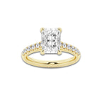 2.90 ctw Radiant Lab-Grown Diamond Pave Engagement Ring in 14K Yellow Gold for Women | D Color, VVS1 Clarity, IGI Certified 2.50 ct Center Diamond