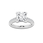 3.93 ctw Asscher Lab-Grown Diamond Pave Engagement Ring in Platinum for Women | E Color, VS1 Clarity, IGI Certified 3.50 ct Center Diamond