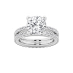 5.22 ctw Cushion Lab-Grown Diamond Double Row Diamond Engagement Ring in Platinum for Women | Colorless E, VS1 Clarity, IGI Certified 4.00 ct Center Diamond