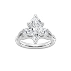 3.10 ctw Marquise Lab-Grown Diamond Side Stone Engagement Ring in Platinum for Women | Colorless E, VS1 Clarity, IGI Certified 2.50 ct Center Diamond