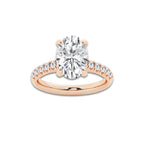 3.40 ctw Oval Lab-Grown Diamond Pave Engagement Ring in 14K Rose Gold for Women | D Color, VVS1 Clarity, IGI Certified 3.00 ct Center Diamond
