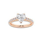 1.91 ctw Heart Lab-Grown Diamond Pave Engagement Ring in 14K Rose Gold for Women | D Color, VVS1 Clarity, IGI Certified 1.50 ct Center Diamond