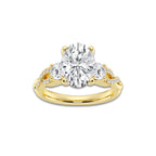 3.10 ctw Oval Lab-Grown Diamond Side Stone Engagement Ring in 14K Yellow Gold for Women | Colorless D, VVS1 Clarity, IGI Certified 2.50 ct Center Diamond