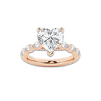 2.53 ctw Heart Lab-Grown Diamond Marquise Side Stone Engagement Ring in 14K Rose Gold for Women | Colorless E, VS1 Clarity, IGI Certified 2.00 ct Center Diamond