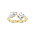 Resonance 1 1/2 ctw Toi Et Moi Pear and Cushion Ring 14K Yellow Gold, E, VS1