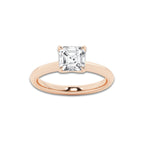 1 1/2 ctw Asscher Lab Grown Diamond Knife Edge Solitaire Engagement Ring 14K Rose Gold, E, VS1 | 1 1/2 ct Center
