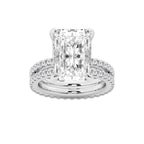 9.22 ctw Radiant Lab-Grown Diamond Double Row Diamond Engagement Ring in 14K White Gold for Women | Colorless D, VVS1 Clarity, IGI Certified 8.00 ct Center Diamond