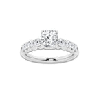 1.54 Ct Cushion Lab-Grown Diamond Half Eternity Engagement Ring in Platinum for Female, Colorless (D), VVS1 Clarity | IGI Certified, 1.00 Ct Center Diamond
