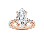 4.35 ctw Marquise Lab-Grown Diamond Hidden Halo Side Stone Engagement Ring in 18K Rose Gold for Women | Colorless E, VS1 Clarity, IGI Certified 4.00 ct Center Diamond