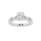 1.25 ctw Cushion Lab-Grown Diamond Twisted Shank Engagement Ring in Platinum for Women | D Color, VVS1 Clarity, IGI Certified 1.00 ct Center Diamond