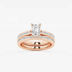 Synergy 1 3/4 ctw Emerald Lab Grown Diamond Baguette and Princess Side Stone Bridal Set 14K Rose Gold, E, VS1 | IGI Certified, 1 ct Center
