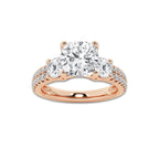 1.75 ctw Cushion Lab-Grown Diamond Three Stone Double Row Engagement Ring in 14K Rose Gold for Women | D Color, VVS1 Clarity, IGI Certified 1.00 ct Center Diamond