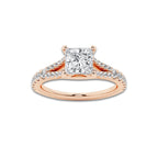 1.33 ctw Princess Lab-Grown Diamond Split Shank Side Stone Engagement Ring in 14K Rose Gold for Women | Colorless D, VVS1 Clarity, IGI Certified 1.00 ct Center Diamond