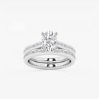Synergy 2 1/4 ctw Oval Lab Grown Diamond Baguette and Princess Side Stone Bridal Set 14K White Gold, E, VS1 | IGI Certified, 1 1/2 ct Center