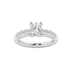 1.52 Ct Elongated Cushion Lab-Grown Diamond Half Eternity Engagement Ring in 14K White Gold for Female, Colorless (E), VS1 Clarity | IGI Certified, 1.00 Ct Center Diamond