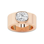 Sonatina 2 1/2 ctw Elongated Cushion Lab Grown Diamond East West Bezel Set Cigar Band 14K Rose Gold, E, VS1 | IGI Certified, 2 1/2 ct Center