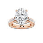 9.00 ctw Oval Lab-Grown Diamond Split-Prong Set Side Stone Engagement Ring in 14K Rose Gold for Women | Colorless D, VVS1 Clarity, IGI Certified 8.00 ct Center Diamond