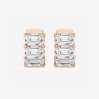 10 ctw Emerald Lab Grown Diamond Huggie Hoop Earrings 18K Rose Gold, E, VS1