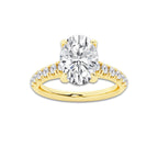 2.41 ctw Oval Lab-Grown Diamond Pave Engagement Ring in 14K Yellow Gold for Women | D Color, VVS1 Clarity, IGI Certified 2.00 ct Center Diamond