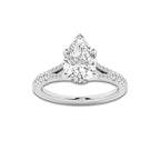 2.83 ctw Pear Lab-Grown Diamond Split Shank Side Stone Engagement Ring in Platinum for Women | Colorless D, VVS1 Clarity, IGI Certified 2.50 ct Center Diamond
