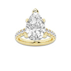 6.55 ctw Pear Lab-Grown Diamond Pave Engagement Ring in 14K Yellow Gold for Women | D Color, VVS1 Clarity, IGI Certified 6.00 ct Center Diamond
