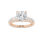 2.04 ctw Cushion Lab-Grown Diamond Side Stone Engagement Ring in 14K Rose Gold for Women | Colorless E, VS1 Clarity, IGI Certified 1.50 Ct Center Diamond