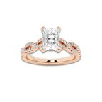 1.25 ctw Radiant Lab-Grown Diamond Twisted Shank Engagement Ring in 14K Rose Gold for Women | D Color, VVS1 Clarity, IGI Certified 1.00 ct Center Diamond