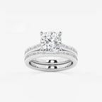 Synergy 3 3/4 ctw Cushion Lab Grown Diamond Baguette and Princess Side Stone Bridal Set Platinum, E, VS1 | IGI Certified, 3 ct Center