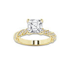 3.44 ctw Asscher Lab-Grown Diamond Twisted Band Engagement Ring in 14K Yellow Gold for Women | Colorless E, VS1 Clarity, IGI Certified 3.00 ct Center Diamond