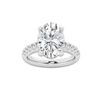 5.43 ctw Oval Lab-Grown Diamond Pave Engagement Ring in 14K White Gold for Women | E Color, VS1 Clarity, IGI Certified 5.00 ct Center Diamond