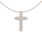 1 ctw Round Lab Grown Diamond Cross Pendant with Adjustable Chain 14K Rose Gold, DE, VS1