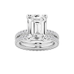 9.22 ctw Emerald Lab-Grown Diamond Double Row Diamond Engagement Ring in Platinum for Women | Colorless D, VVS1 Clarity, IGI Certified 8.00 ct Center Diamond