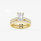 Synergy 2 3/4 ctw Emerald Lab Grown Diamond Baguette and Princess Side Stone Bridal Set 14K Yellow Gold, E, VS1 | IGI Certified, 2 ct Center