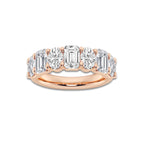 Delaney 3 ctw Emerald and Oval Lab Grown Diamond Seven-Stone Alternating Wedding Band 14K Rose Gold, DE, VS1