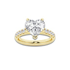3.93 ctw Heart Lab-Grown Diamond Pave Engagement Ring in 14K Yellow Gold for Women | E Color, VS1 Clarity, IGI Certified 3.50 ct Center Diamond